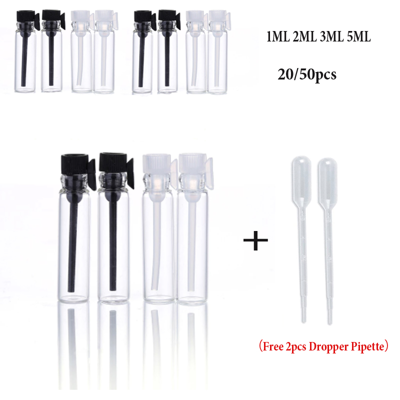Perfume Fragrance Lab - 20/50 Uds 1/2/3ml vidrio transparente vacío