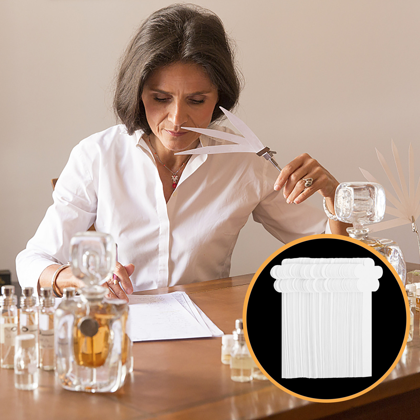 Perfume Fragrance Tester - 100 Tiras de Papel para Prueba